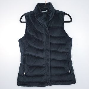 Athleta Small Black Velvet Goose Down Puffer Vest